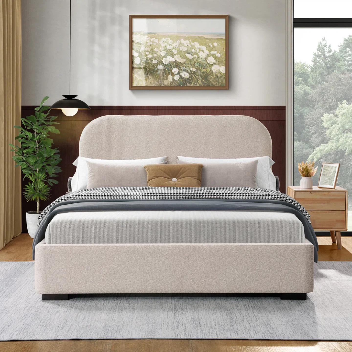 Boucle Platform Bed- king size