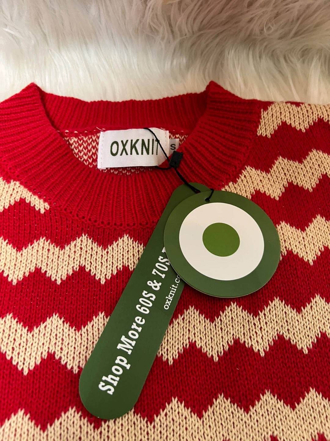 OXKNIT Red & Cream Chevron Sweater - photo 2