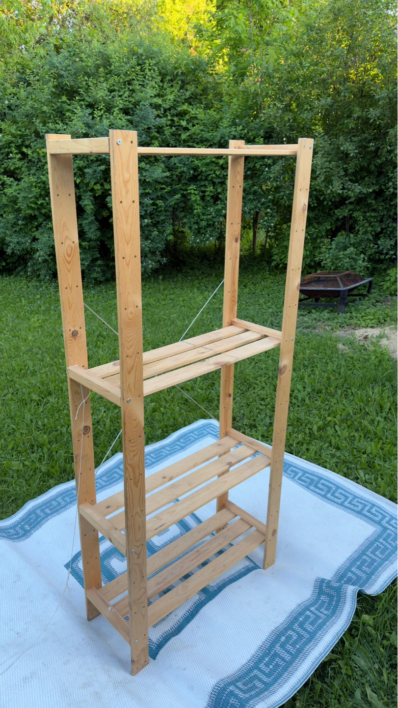 Wooden Tiered Shelf Unit