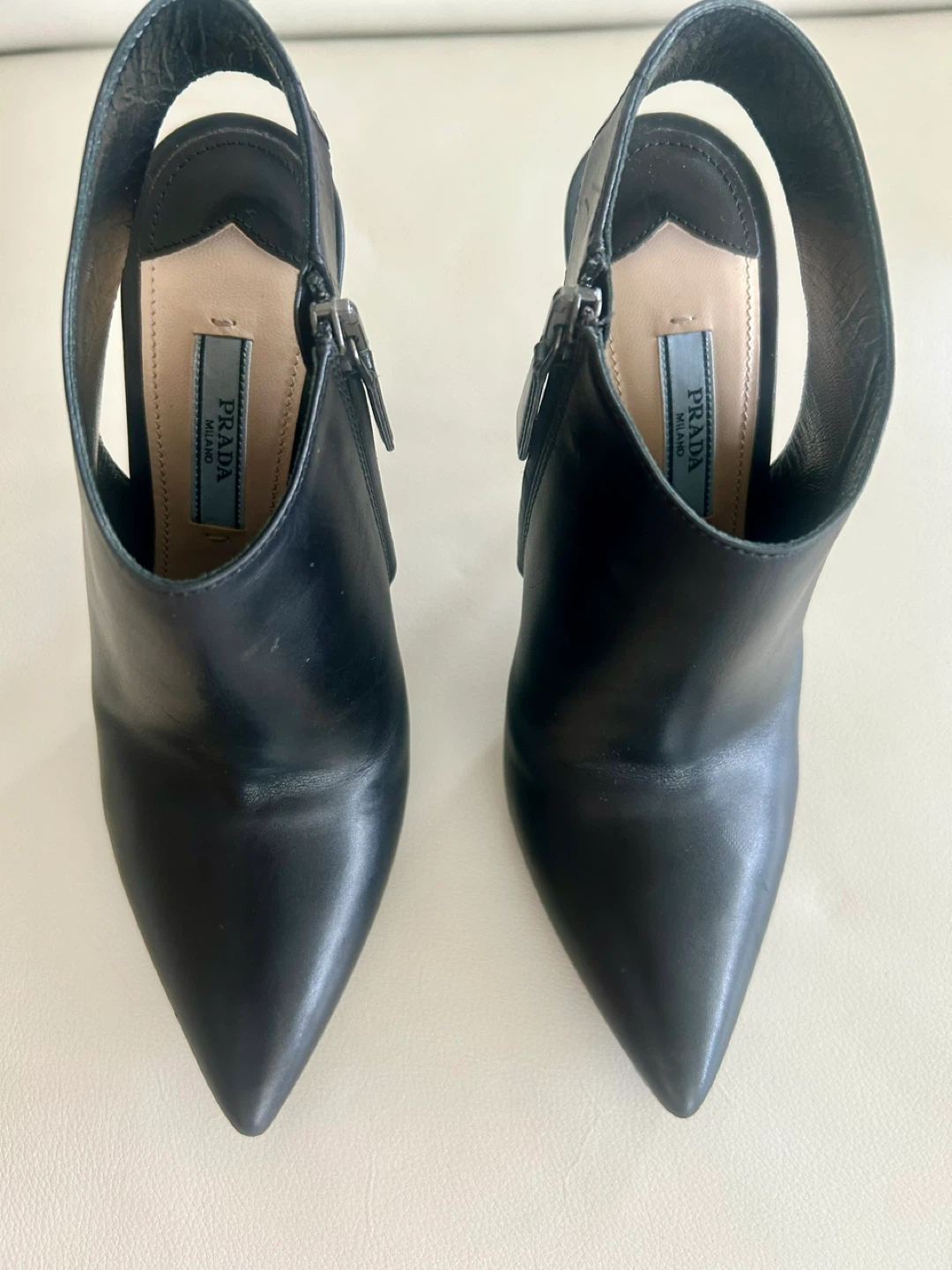 Prada Black Leather Slingback Heels Size 35 - photo 2