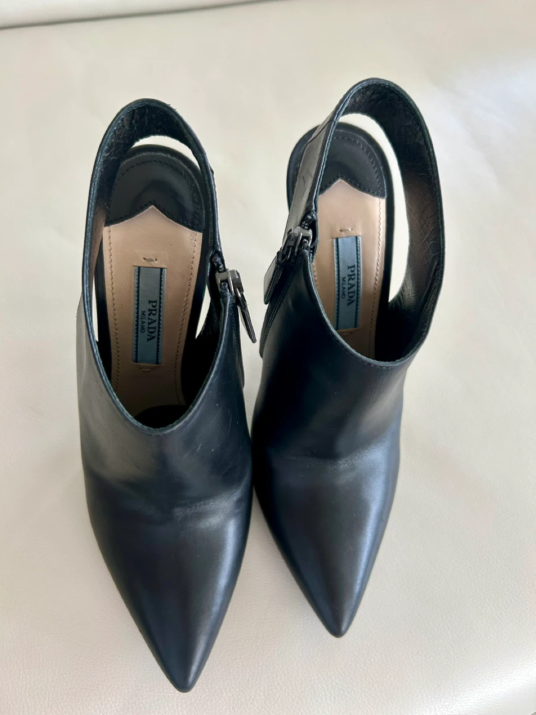 Prada Black Leather Slingback Heels Size 35 - photo 4