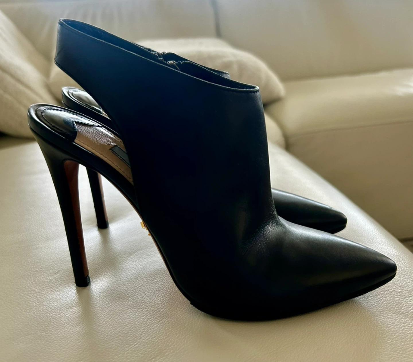 Prada Black Leather Slingback Heels Size 35