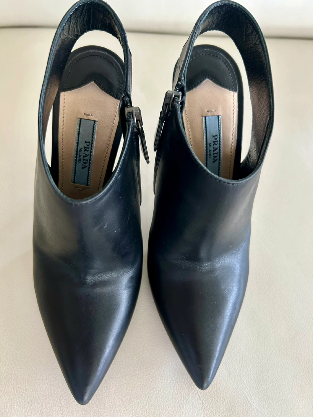Prada Black Leather Slingback Heels Size 35 - photo 5