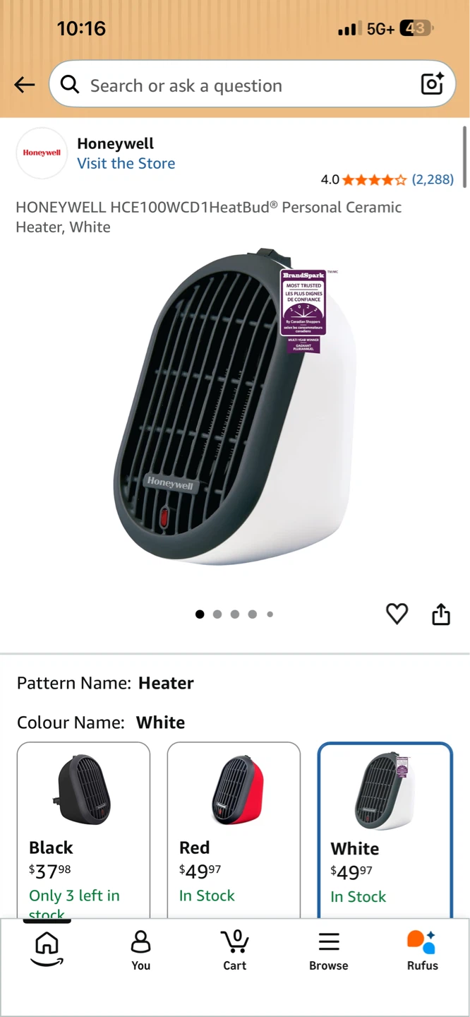 Honeywell Personal Ceramic Heater