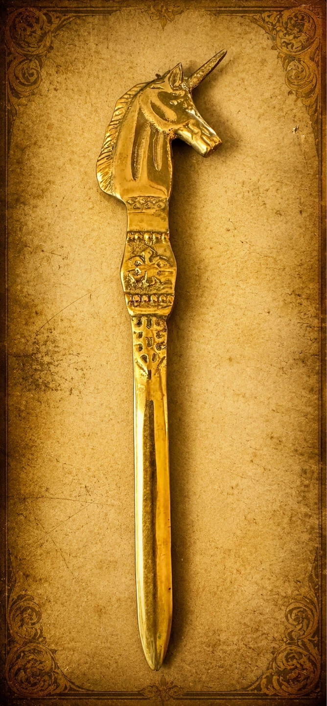 Vintage 1960s Brass Unicorn Letter Opener