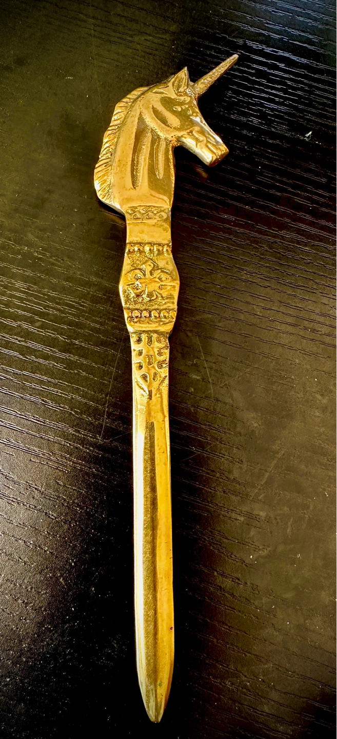 Vintage 1960s Brass Unicorn Letter Opener - photo 2