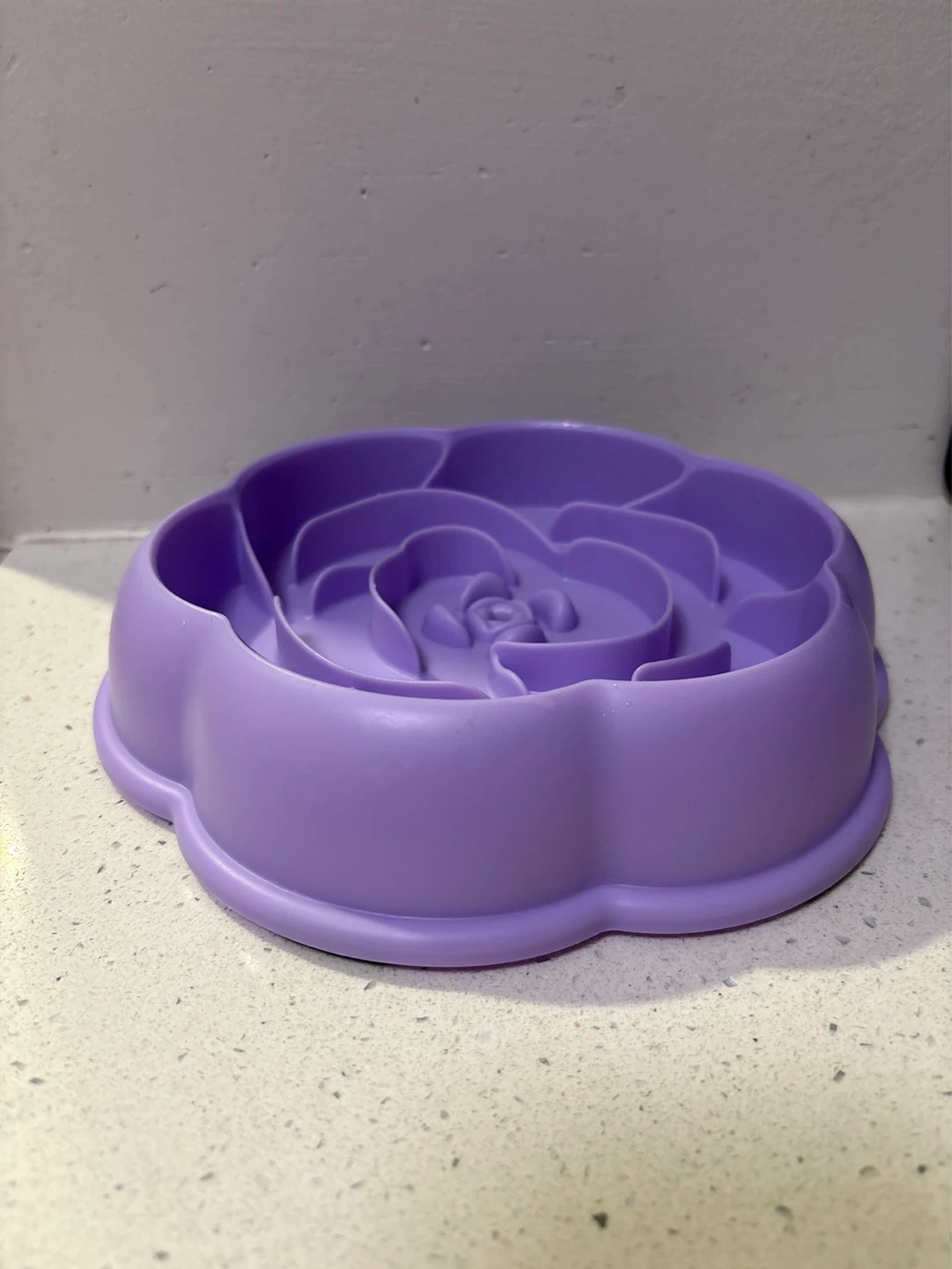 Purple Rose Shaped Pet Slow Feeder Bowl