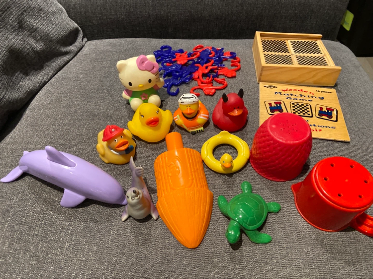 Toddler toy lot match game rubber ducks monkeys and bath toys
