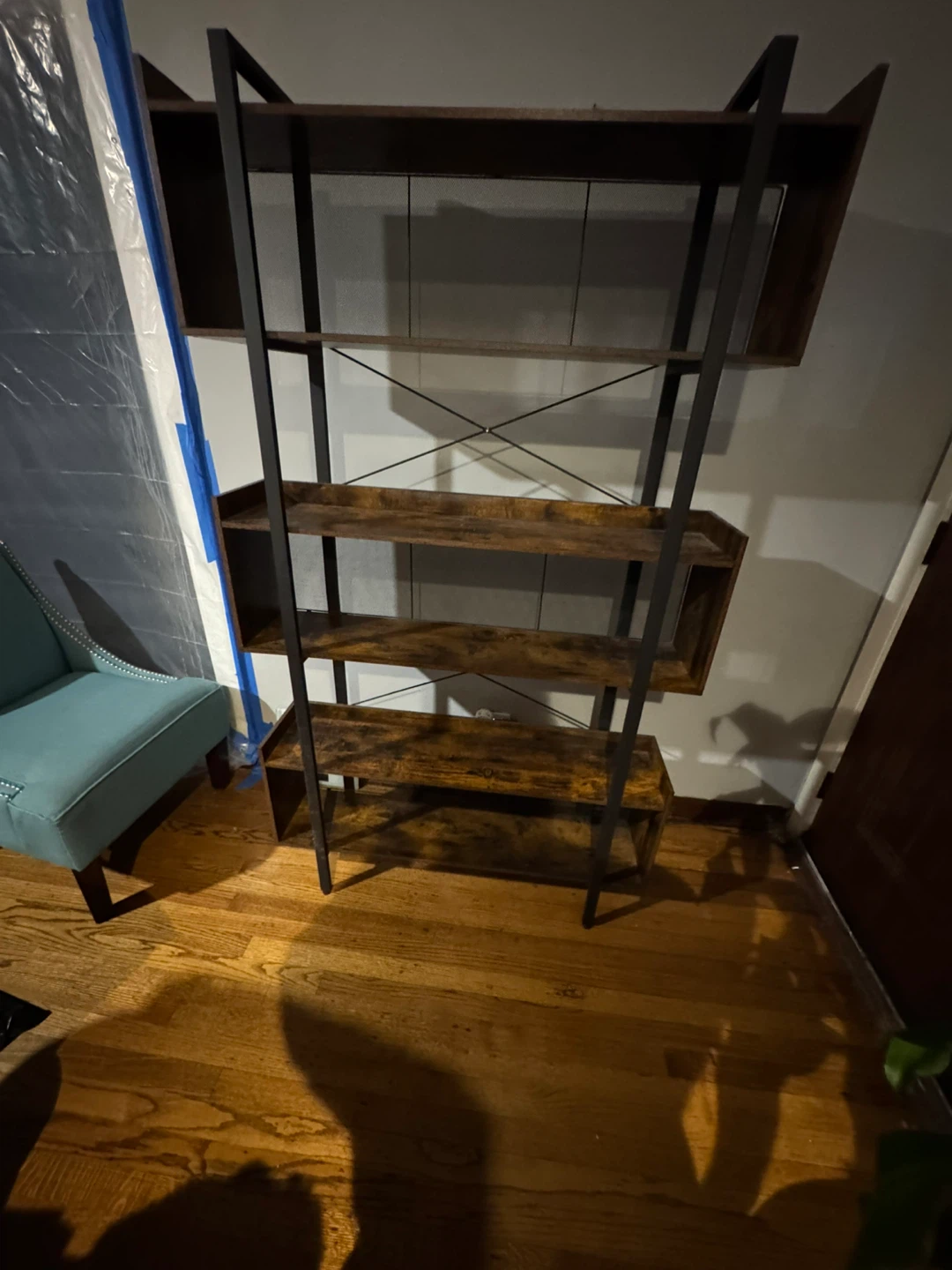 Rustic Wood Bookshelf with Black Metal Frame - photo 2