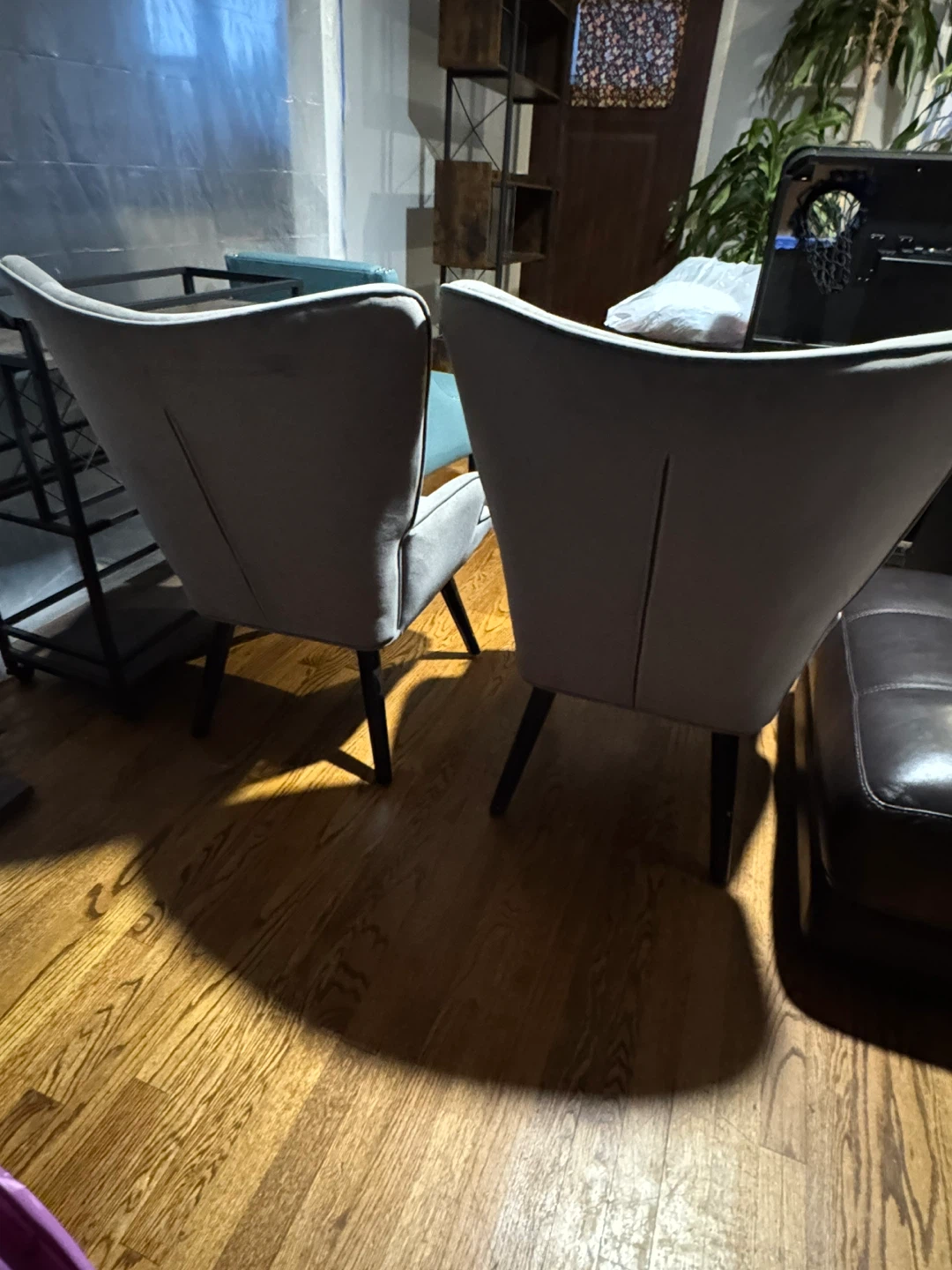 Pair of Gray Velvet Accent Chairs - photo 2