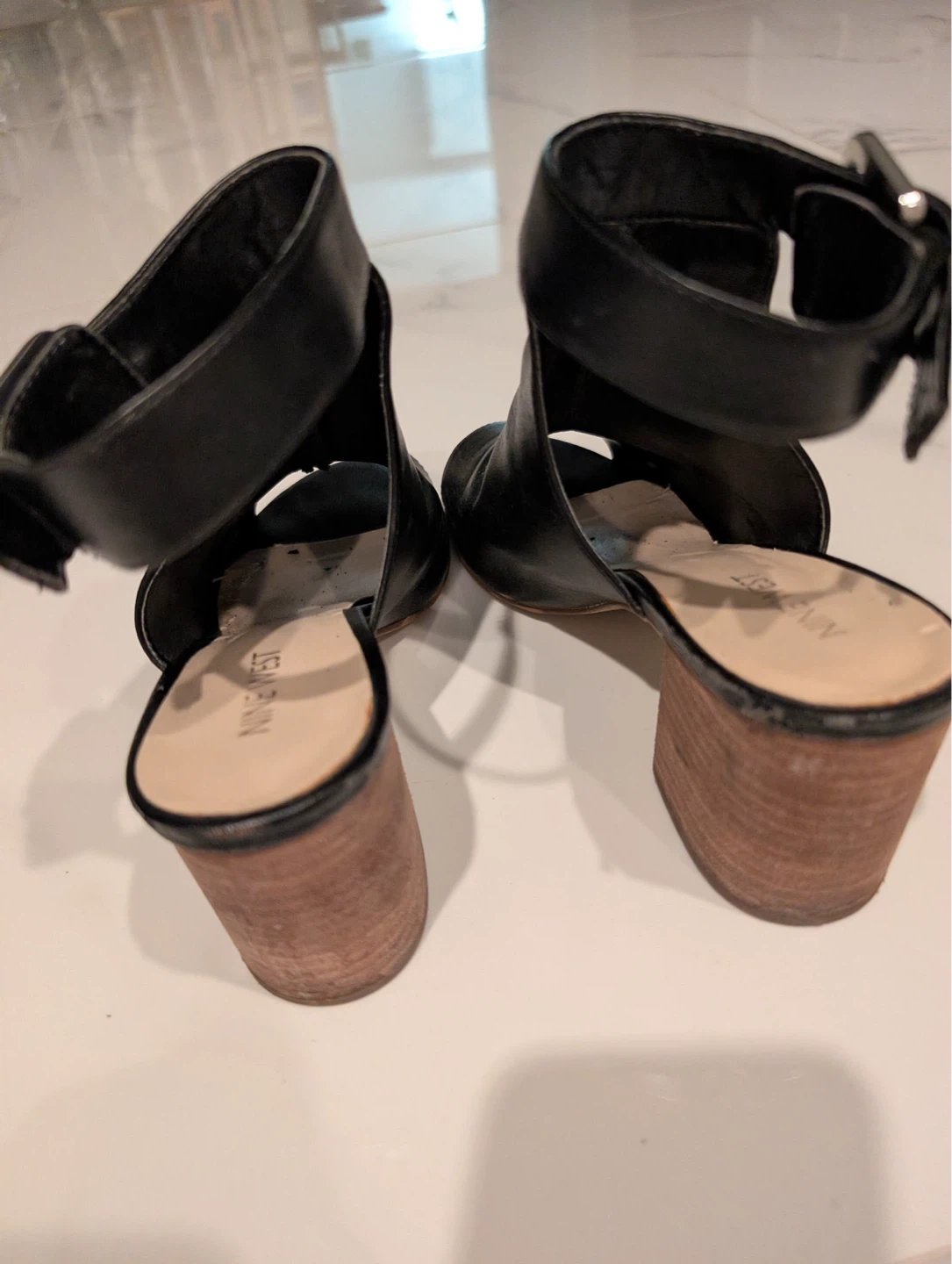 Nine West Black Leather Block Heel Sandals - photo 5