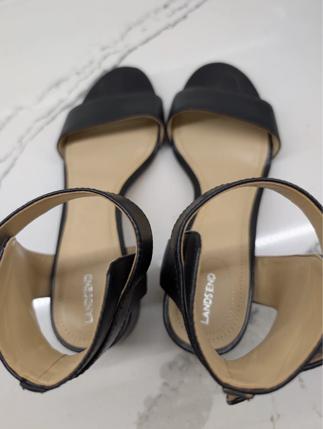 Lands' End Black Block Heel Sandals US 8B - photo 5