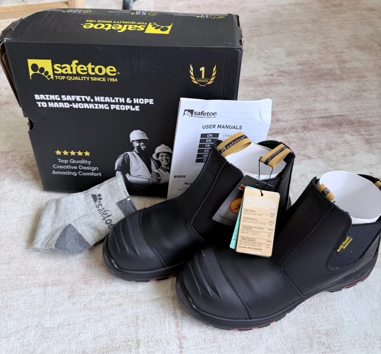 Safetoe Black Safety Boots - Size EU40 / UK6/US7 - photo 2