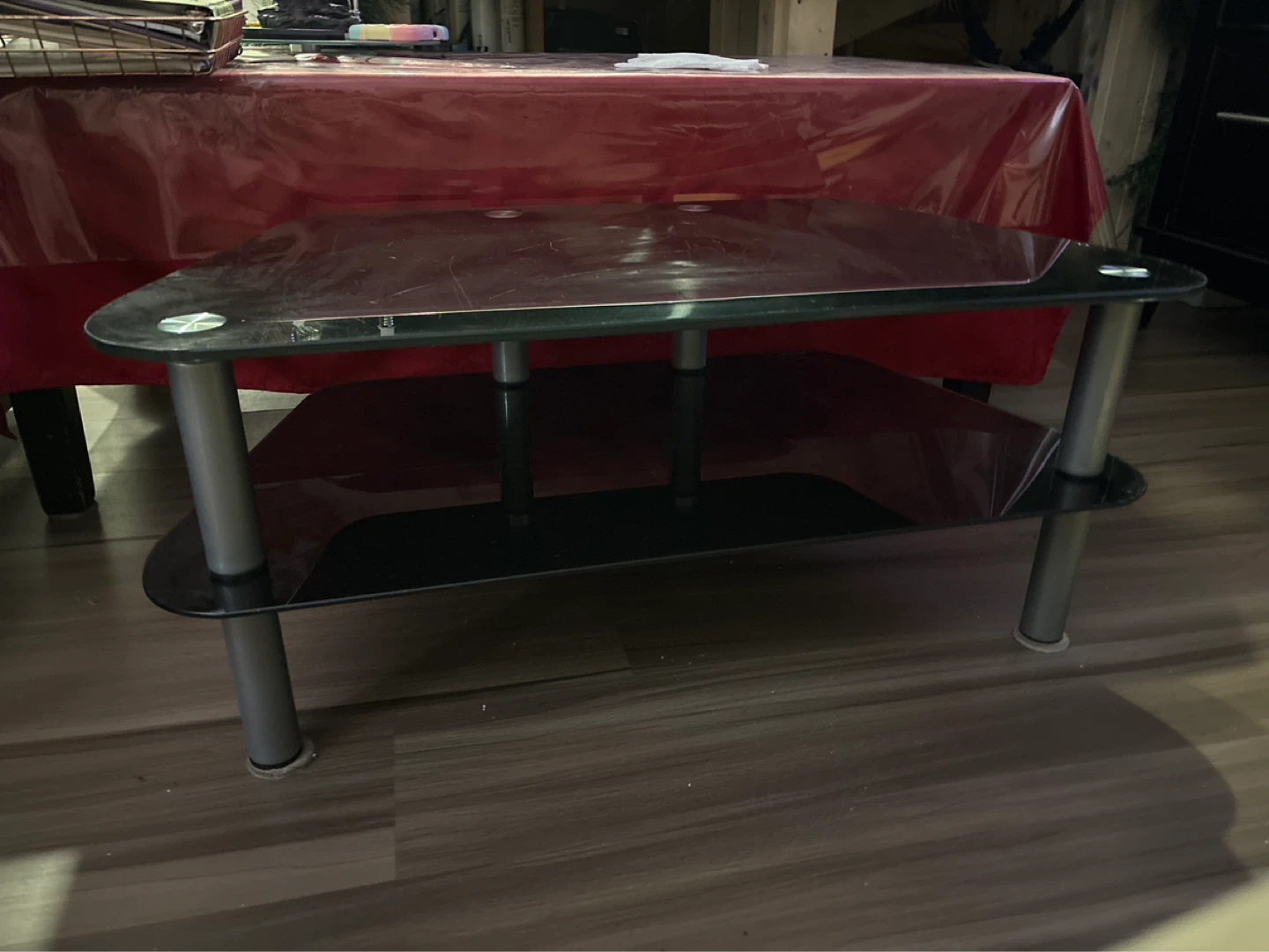 Black Glass Two-Tier TV Stand