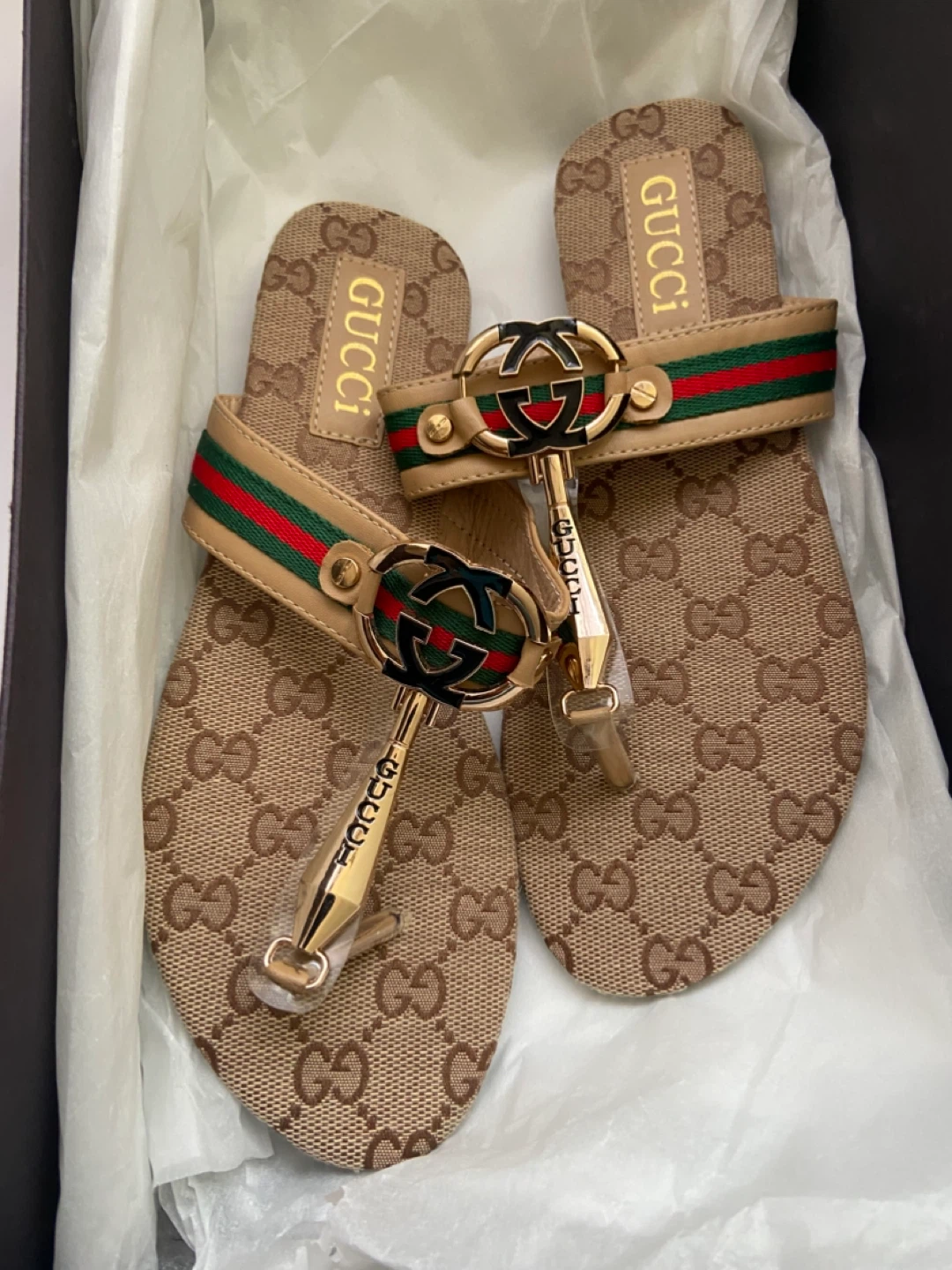 Gucci Monogram Thong Sandals