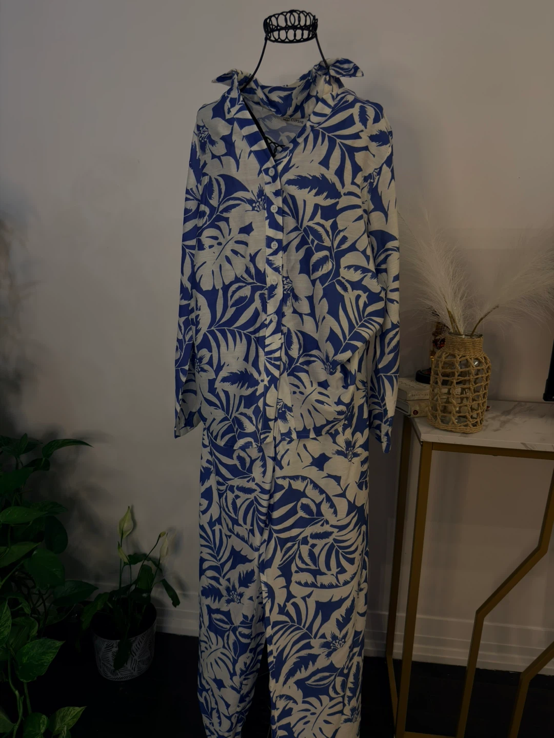 Blue & White Floral Jumpsuit- perfect for summers