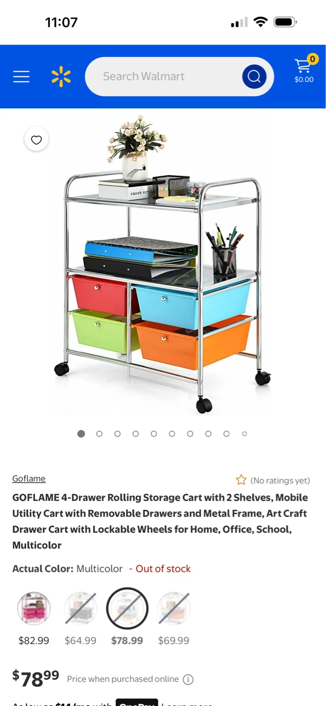 Goflame 4-Drawer Rolling Storage Cart