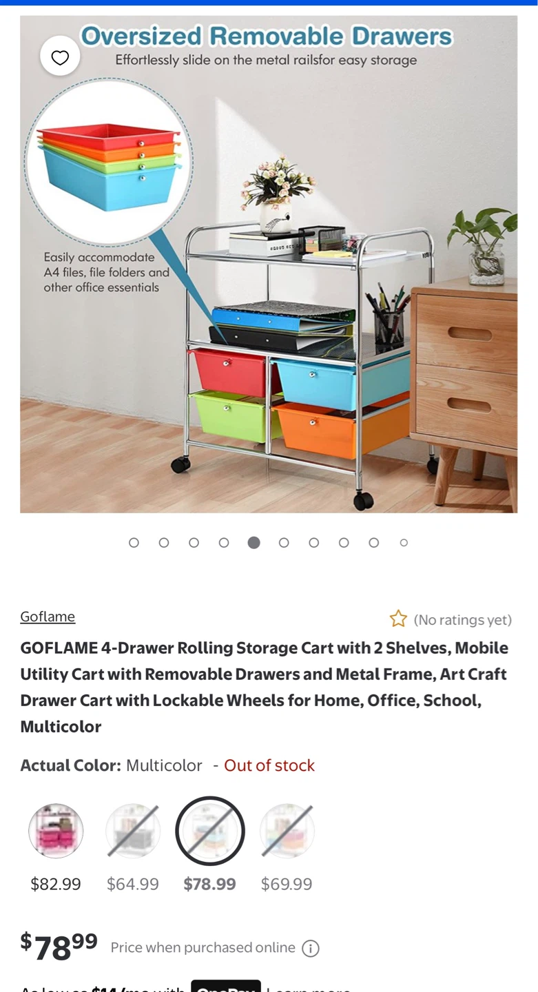 Goflame 4-Drawer Rolling Storage Cart - photo 4