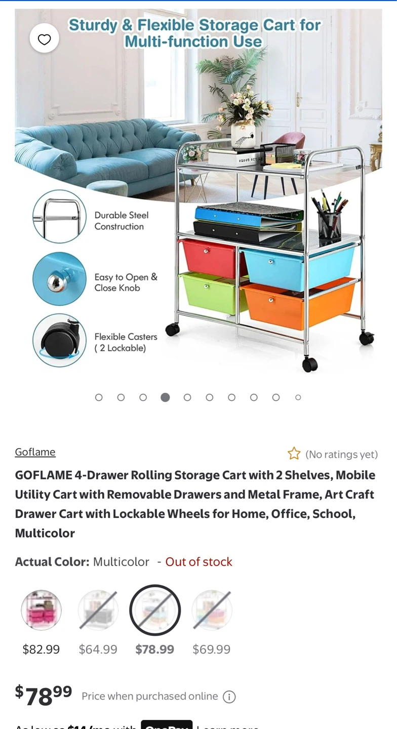 Goflame 4-Drawer Rolling Storage Cart - photo 3