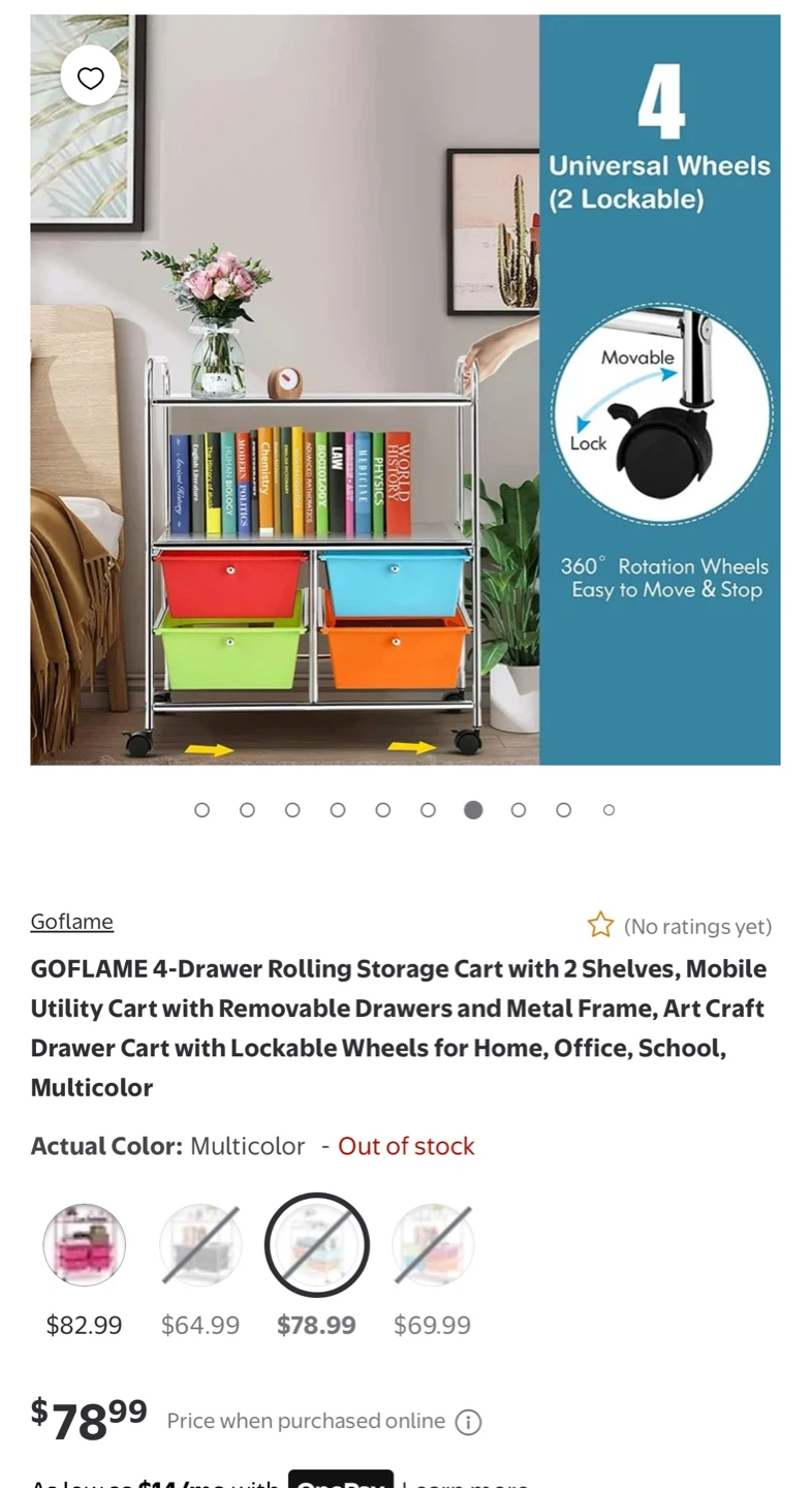 Goflame 4-Drawer Rolling Storage Cart - photo 5