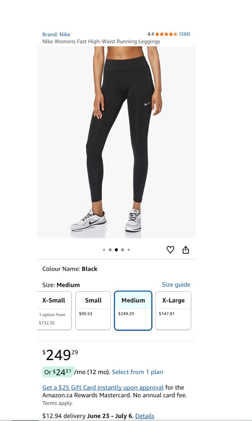 Nike Womens Fast High-Waist Running Leggings - Black, Medium - photo 5
