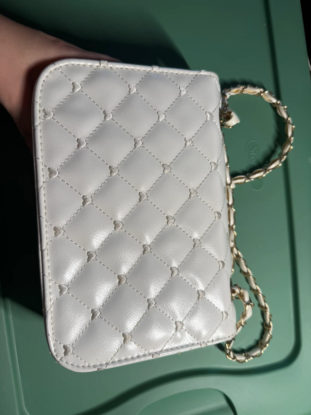 White Quilted Handbag with Chain Strap - photo 2