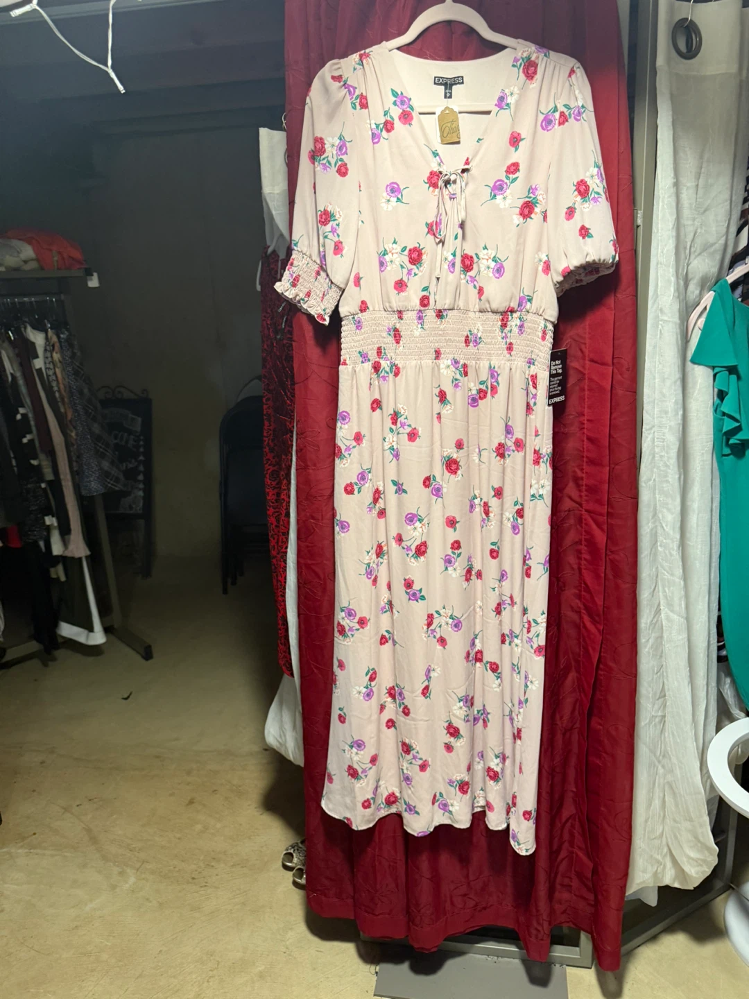 Express Floral Smocked Waist Midi Dress - photo 2