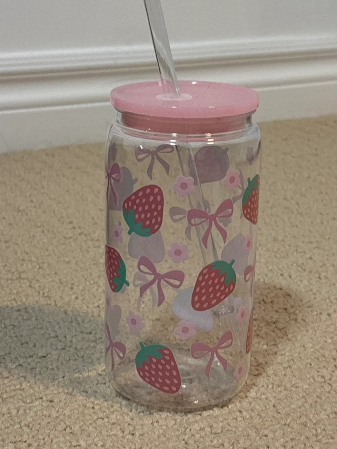 Strawberry Tumbler with Straw
