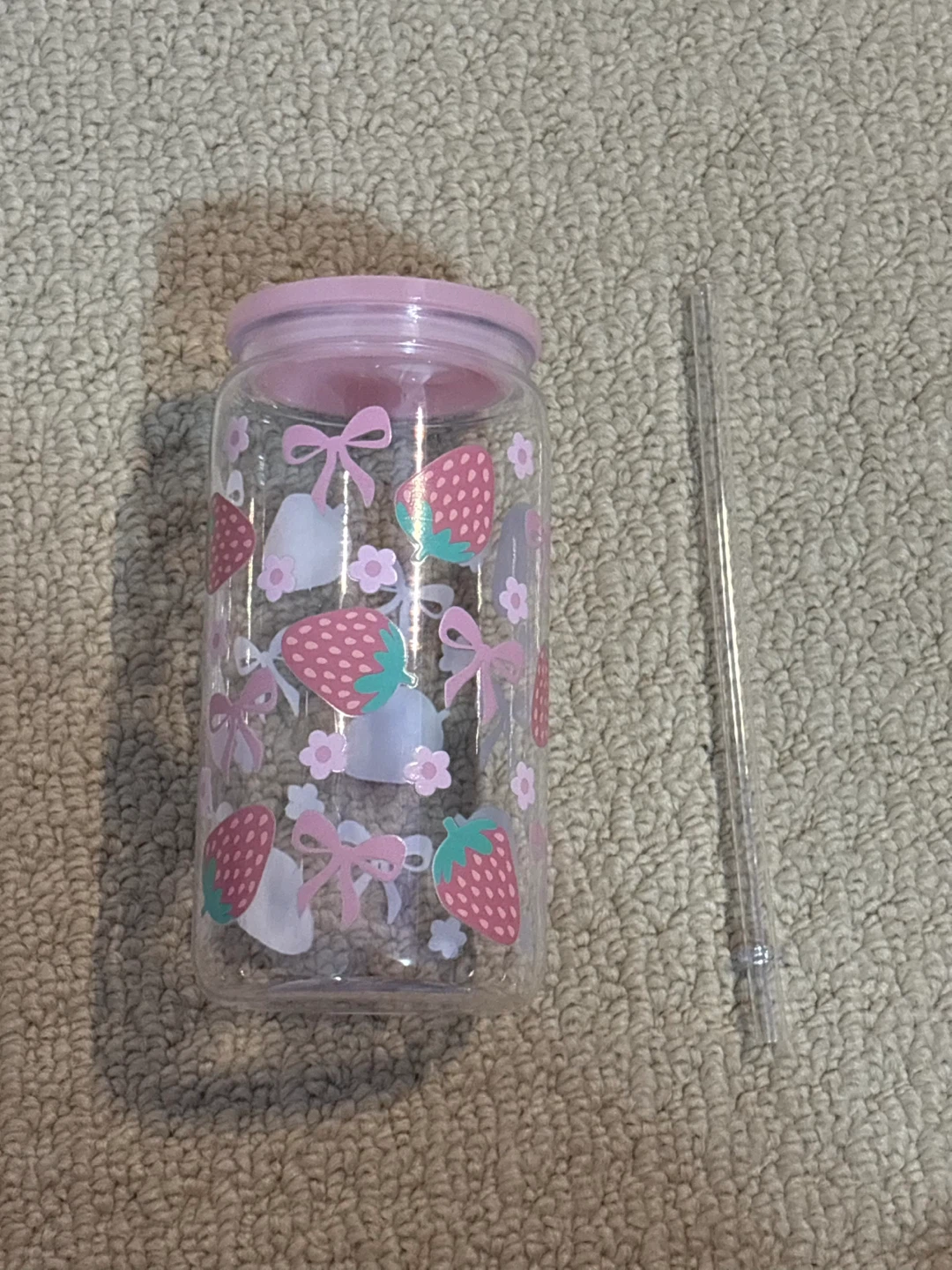 Strawberry Tumbler with Straw - photo 2