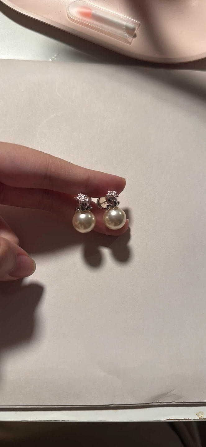 Pearl and Rhinestone Drop Earrings
