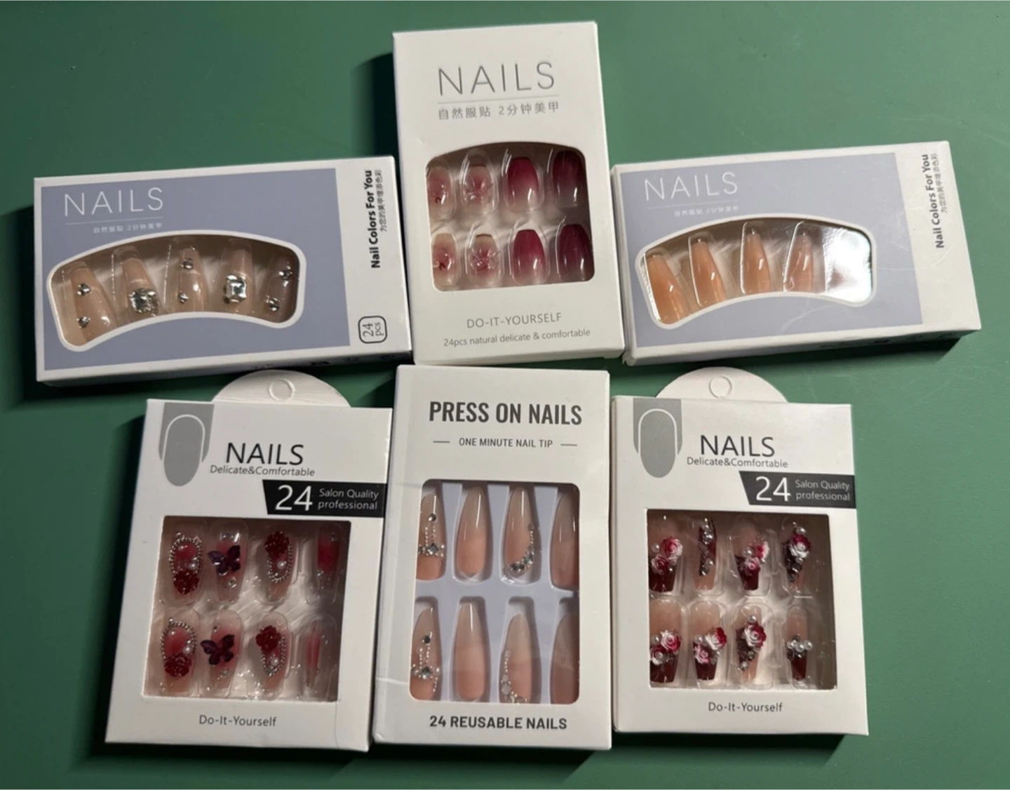 Press On Nails | $5/box, $25 all 6 boxes