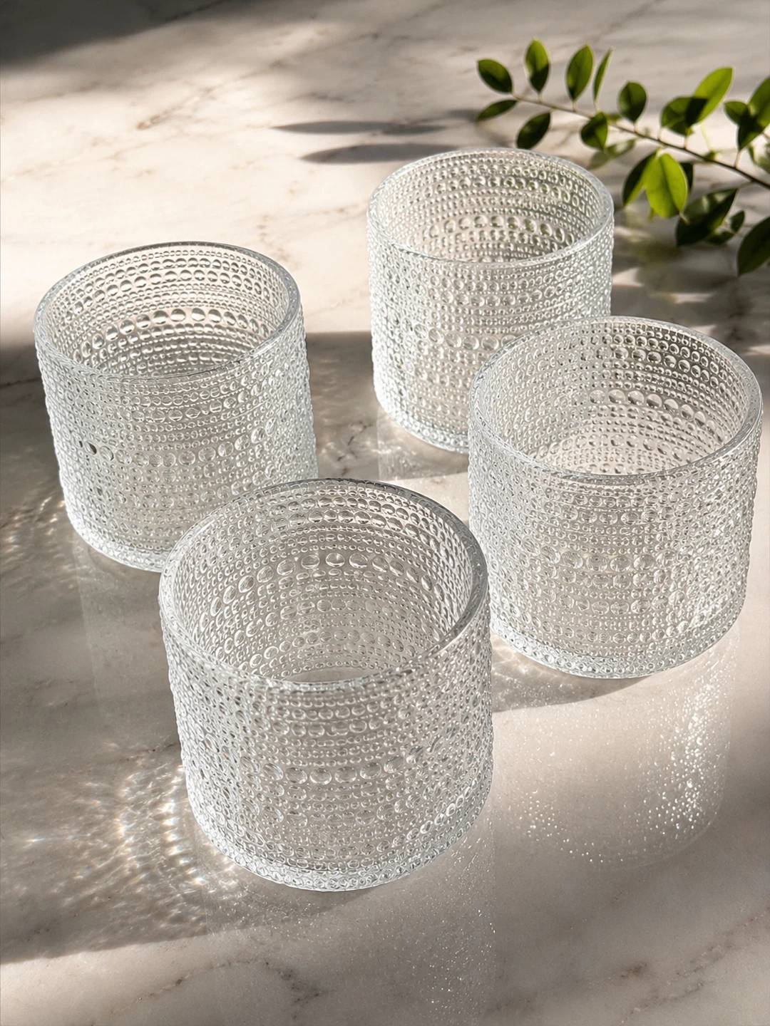 Set of 4 Textured Glass Tumblers