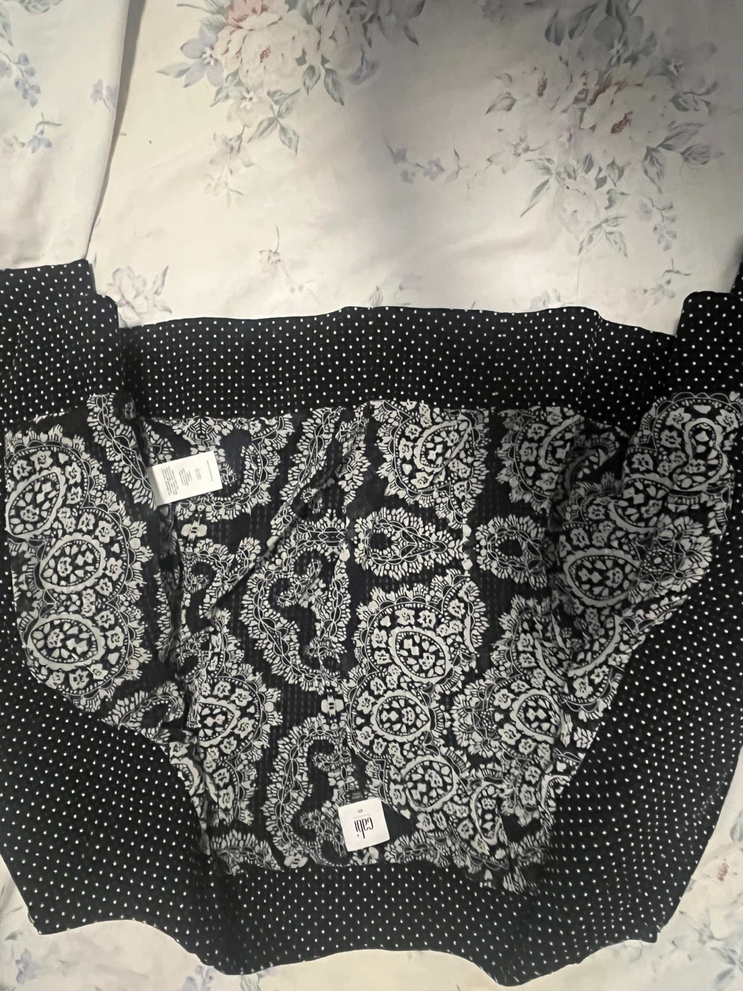 Cabi Black Polka Dot Paisley Blouse Size 10 - photo 2