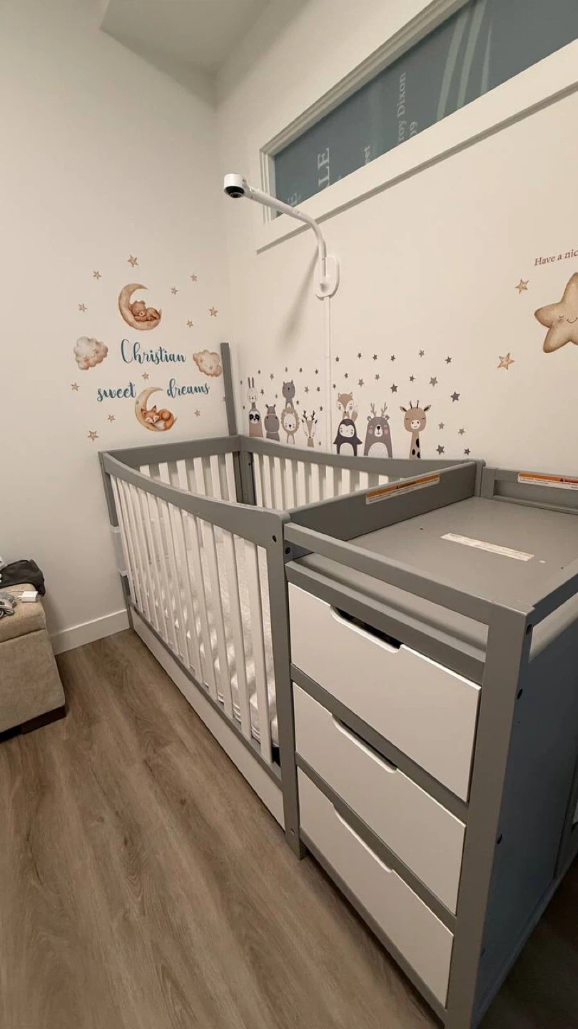 Grey Crib with Attached Changing Table and Drawers - photo 2