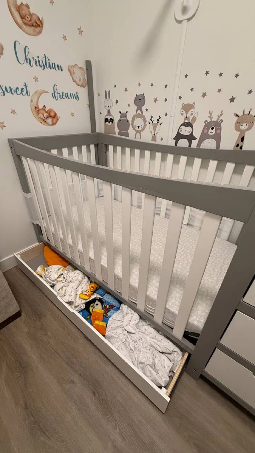 Grey Crib with Attached Changing Table and Drawers - photo 4