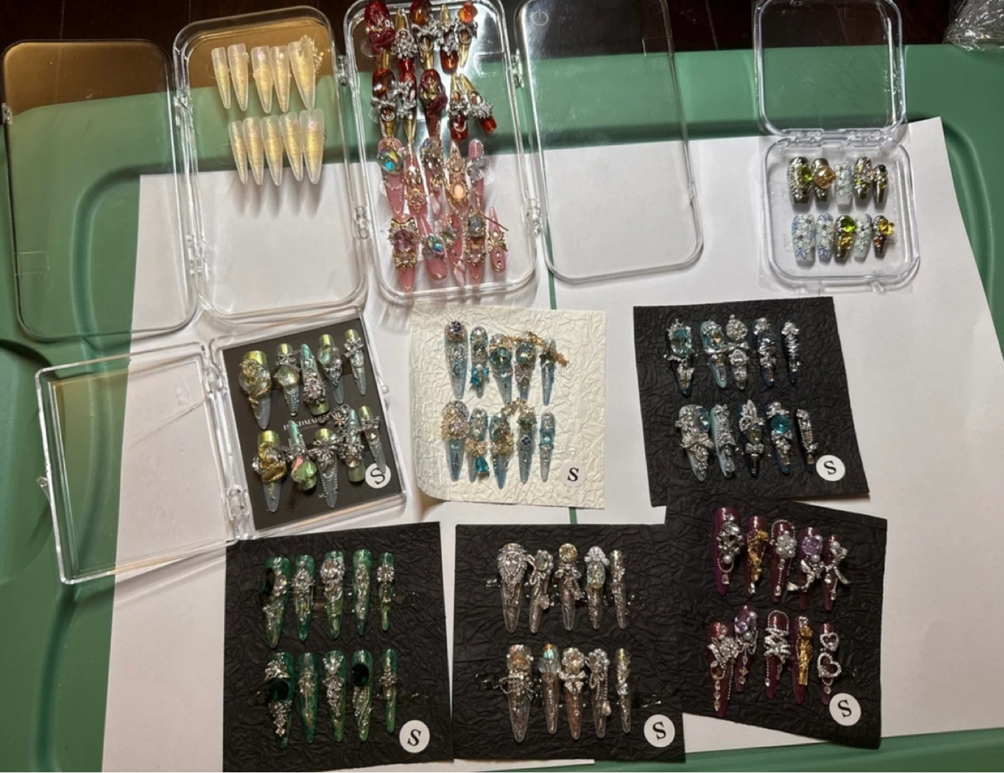 Press-on Nails with Rhinestones and Charms