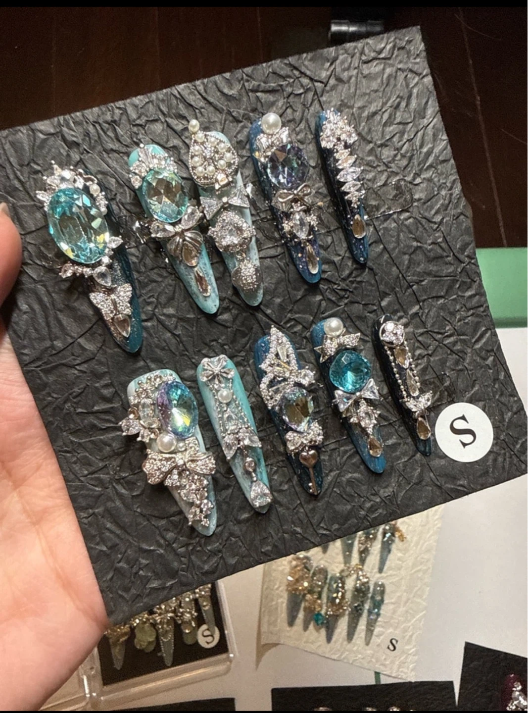 Press-on Nails with Rhinestones and Charms - photo 2