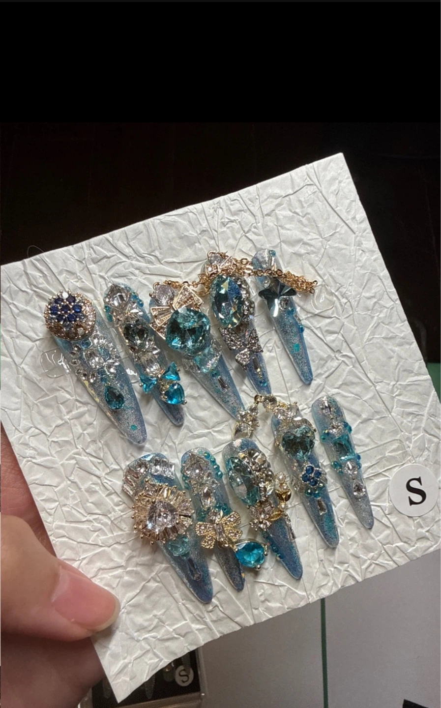 Press-on Nails with Rhinestones and Charms - photo 3