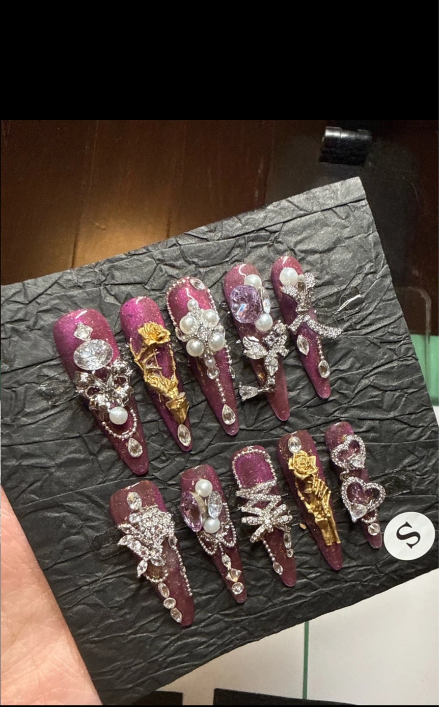 Press-on Nails with Rhinestones and Charms - photo 4
