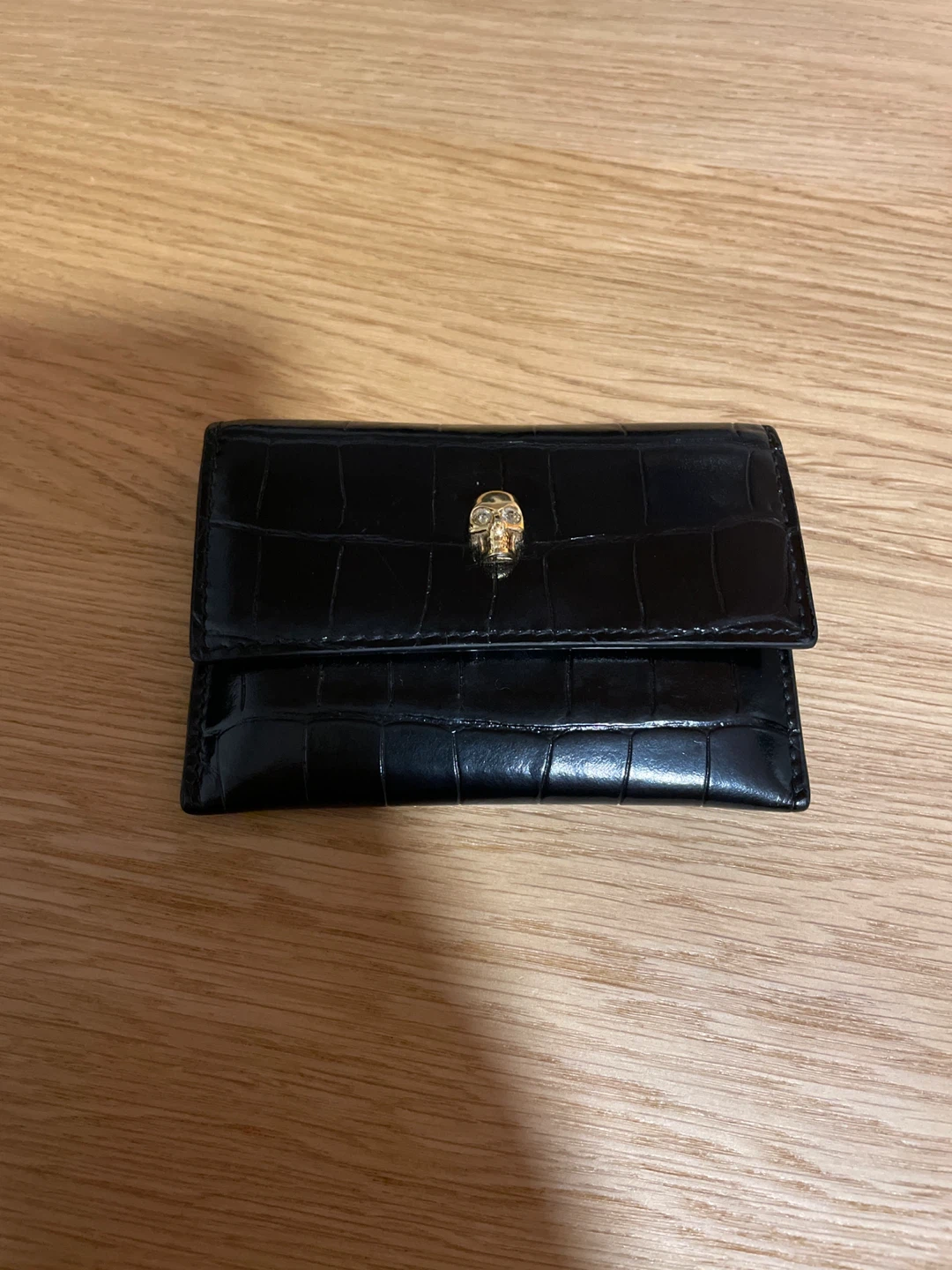 Alexander McQueen Black Crocodile Card Holder