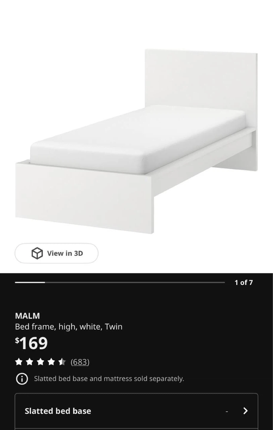 IKEA MALM High Bed Frame with Drawers - Twin, White