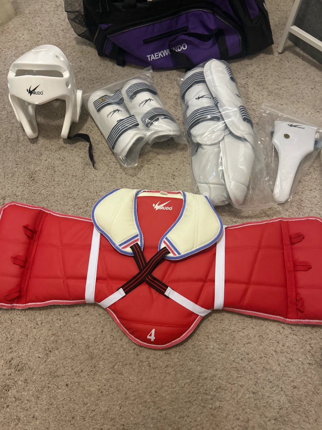 MUDO Taekwondo Sparring Gear Set – Size 4 (Large) – Brand New