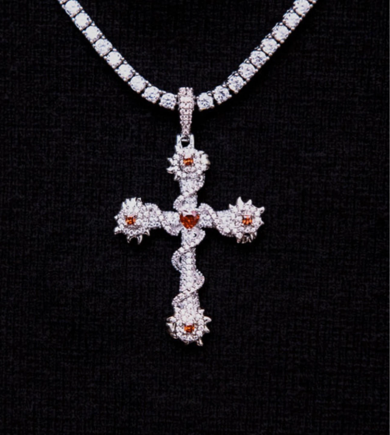 Iced Out Cross Pendant Necklace