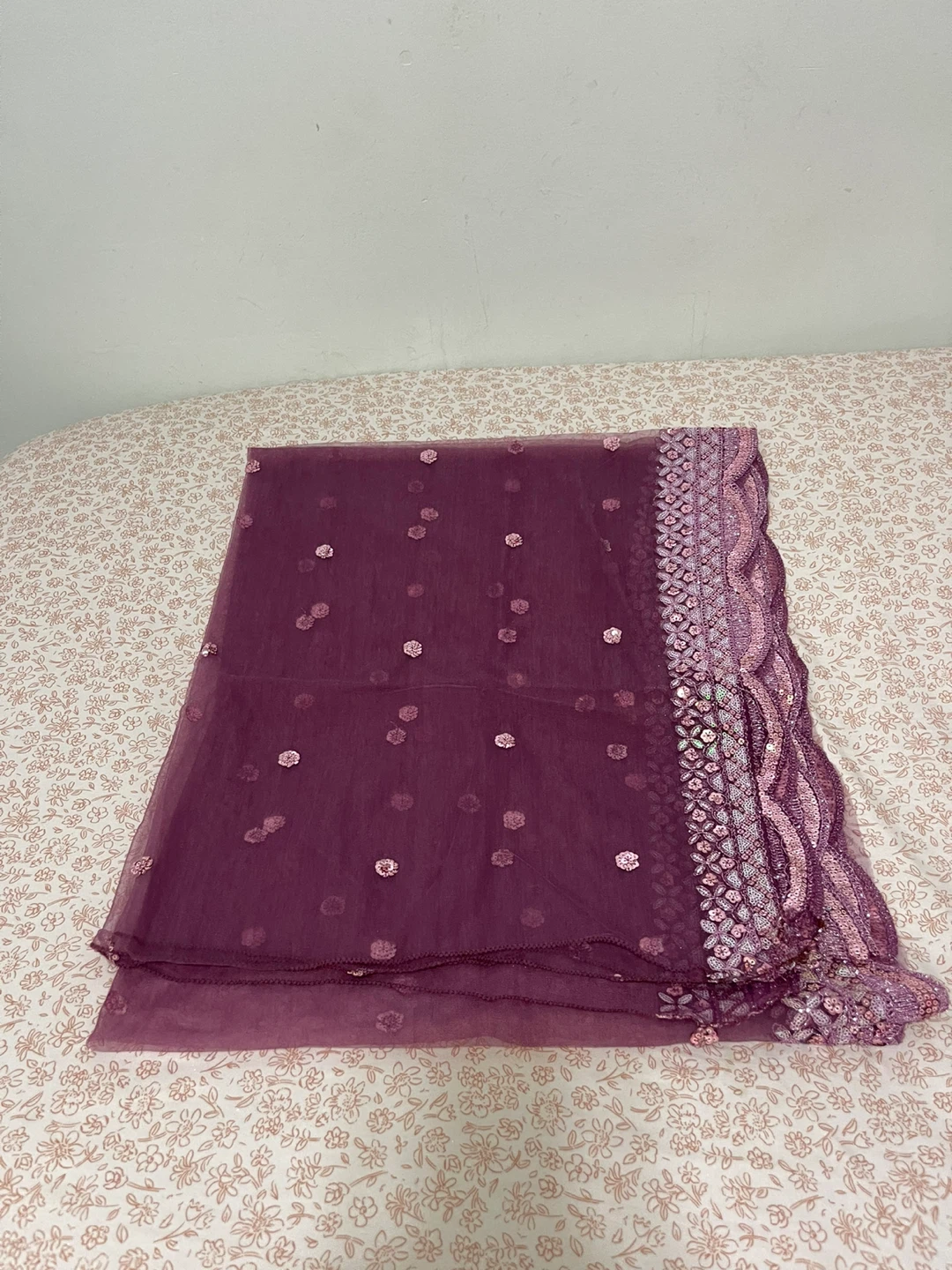 Purple Embroidered Kurti with Palazzo Pants and  net Dupatta - photo 4