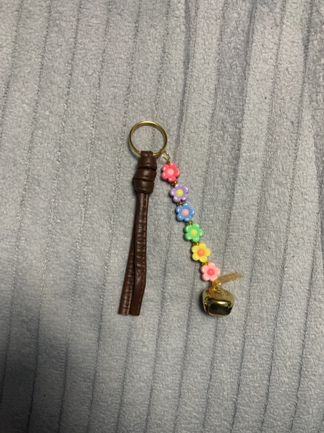 Keychain with Flower Charms and Bell