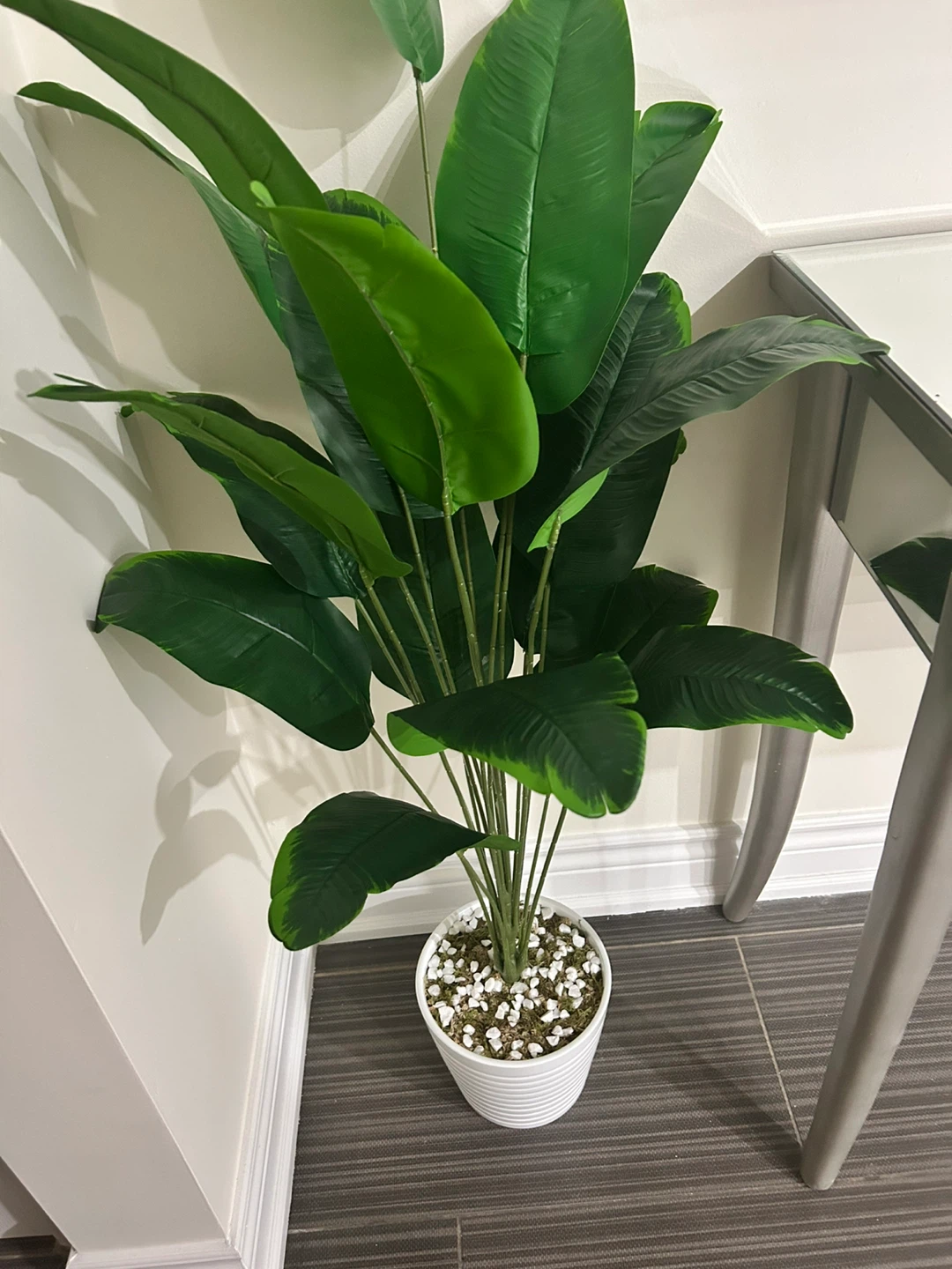 Artificial Bird of Paradise Plant in White Pot