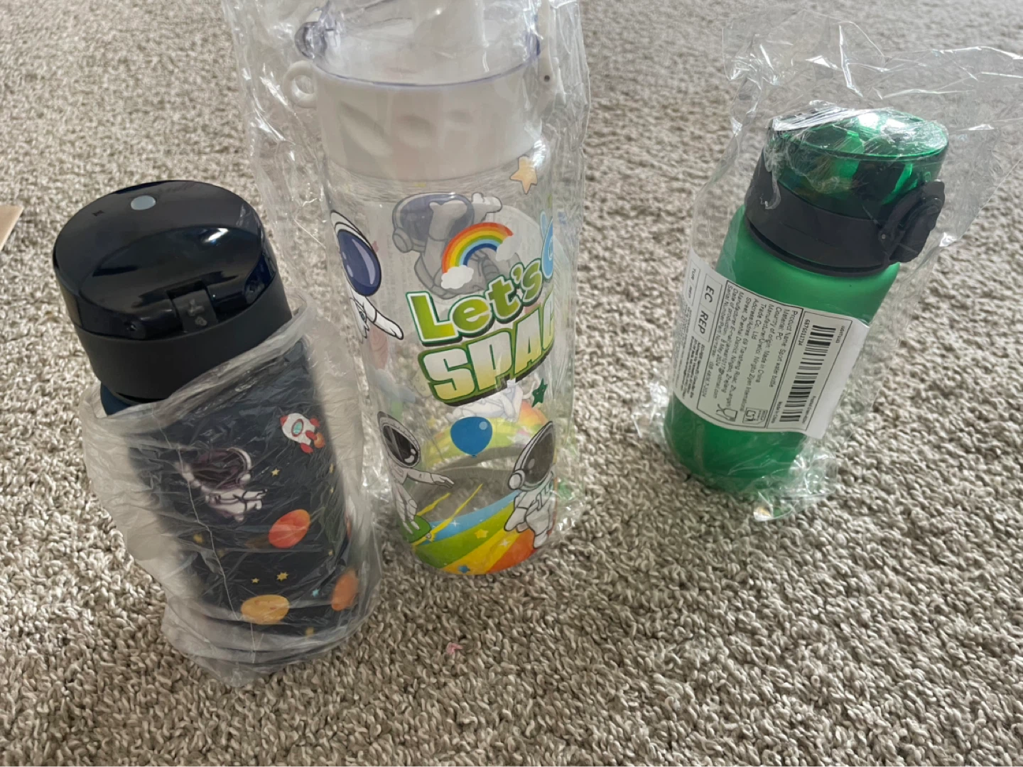3 Kids Water Bottles - Space Theme