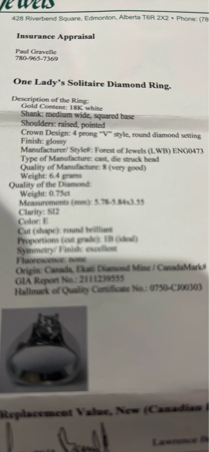18K White Gold Solitaire Diamond Ring - photo 2