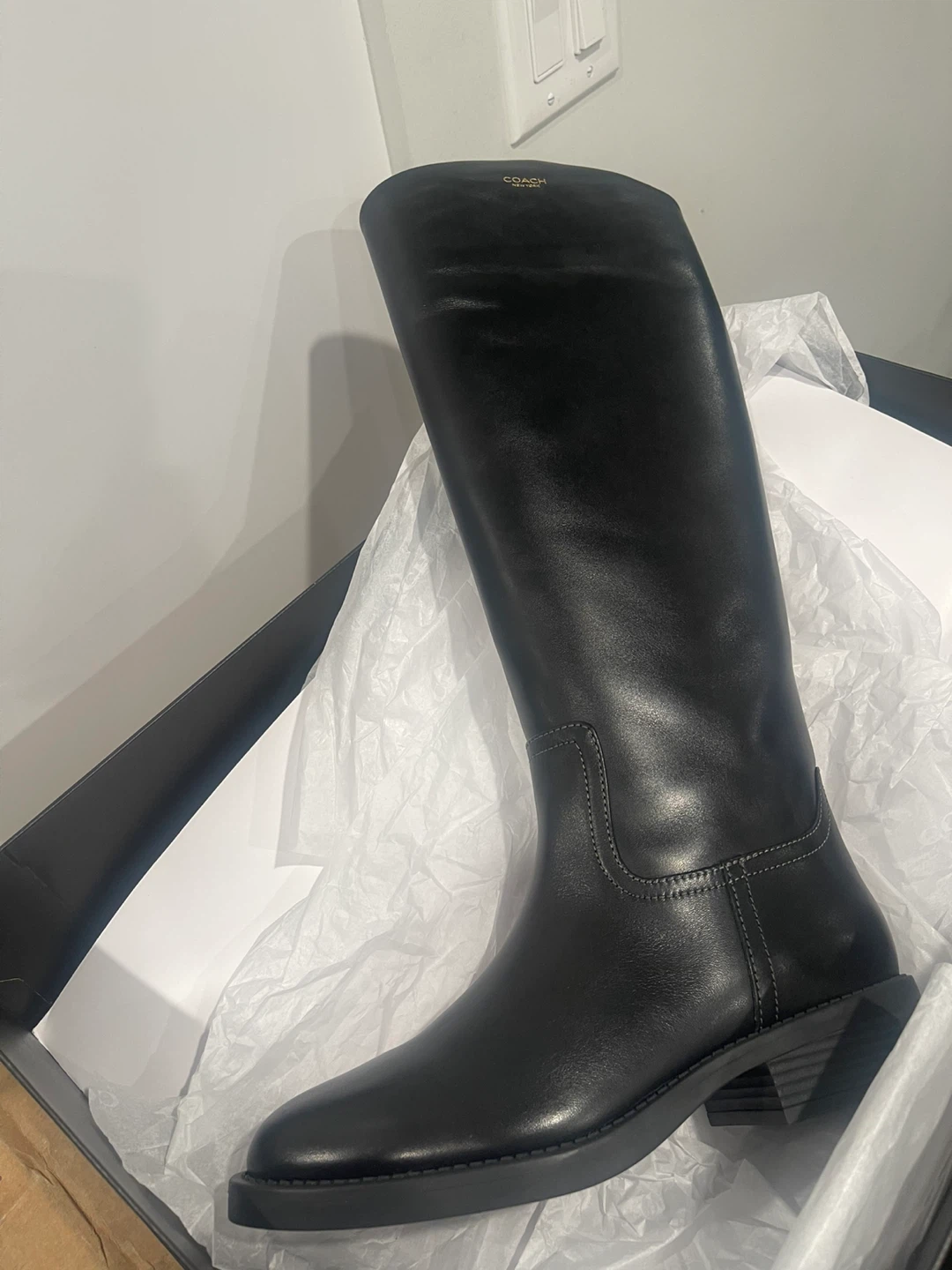 Black Leather COACH Knee-High Boots
