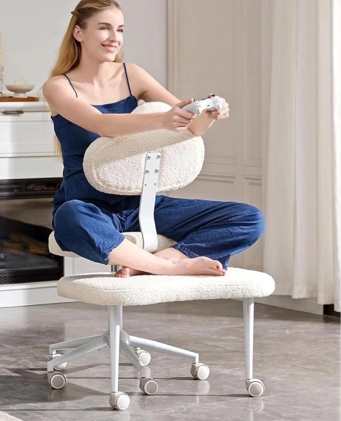 Ergonomic Kneeling Chair with Wider Seat Cushion and Footstool